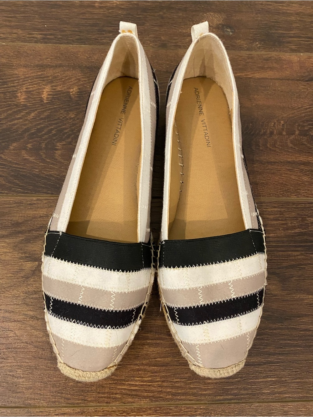 Espadrille flats neutral toned stripes size 8.5 slip on